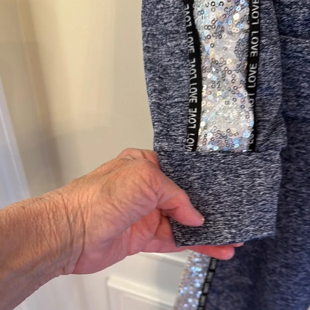 AQ-Sport Sequinned Blue Hoodie and Jogger Set